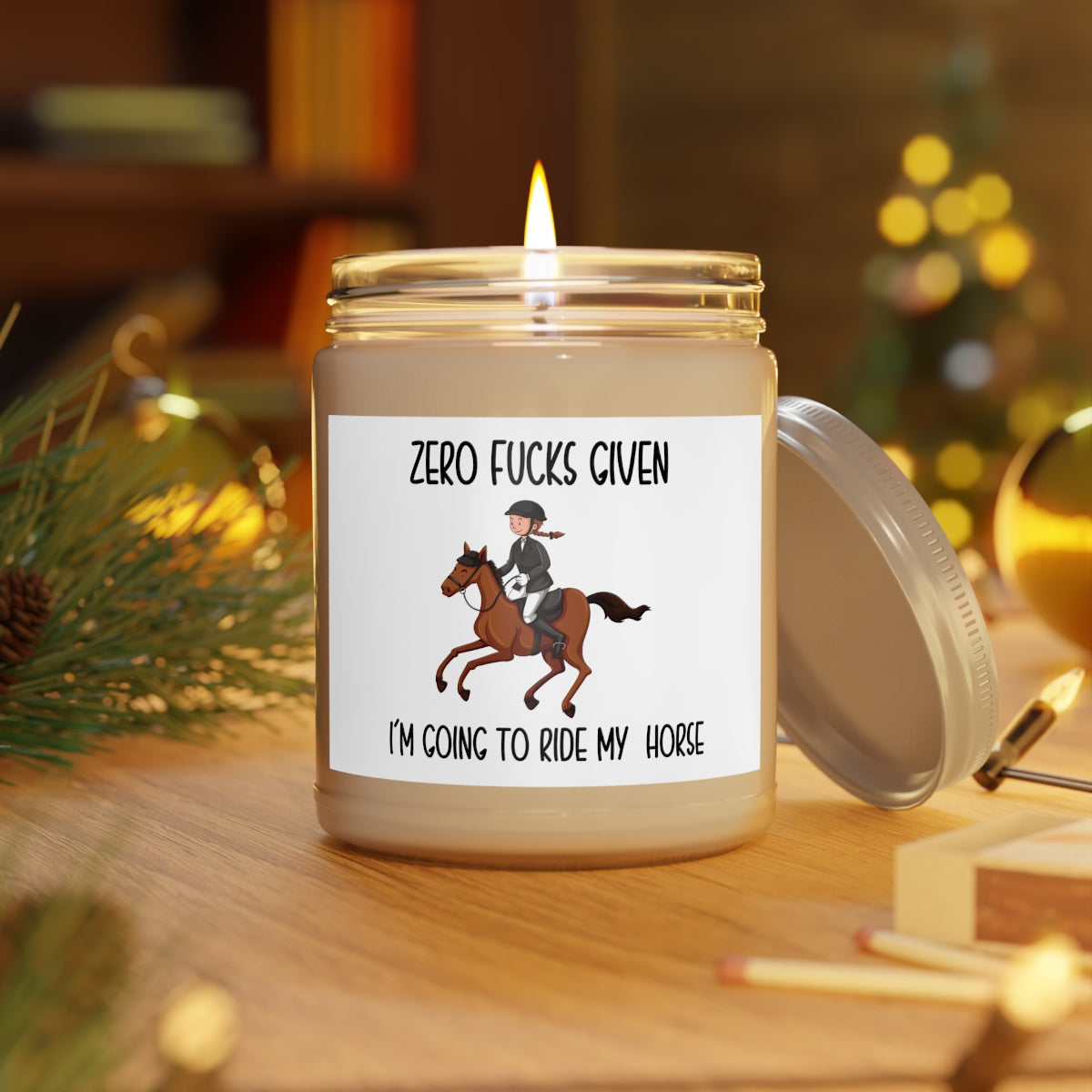 Equestrian Candle English Rider Funny Candle Zero Fucks Given Scented  Candles 9 ounce Soy Candle