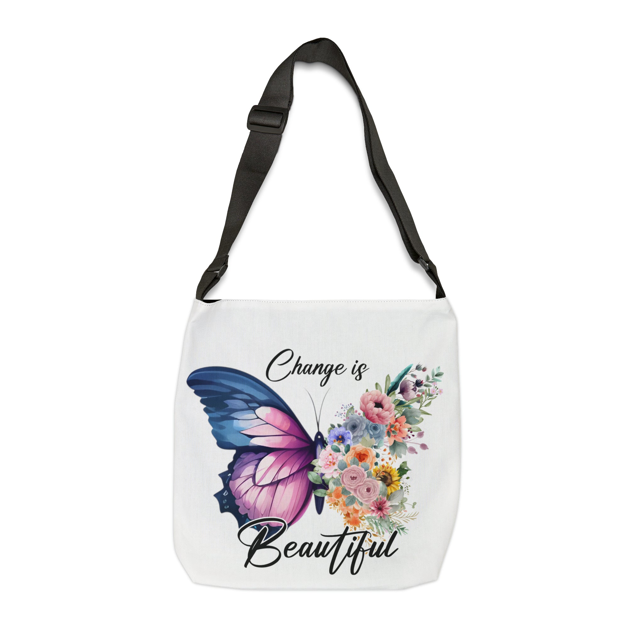 Butterfly Print "Change is Beautiful" Adjustable Tote Bag