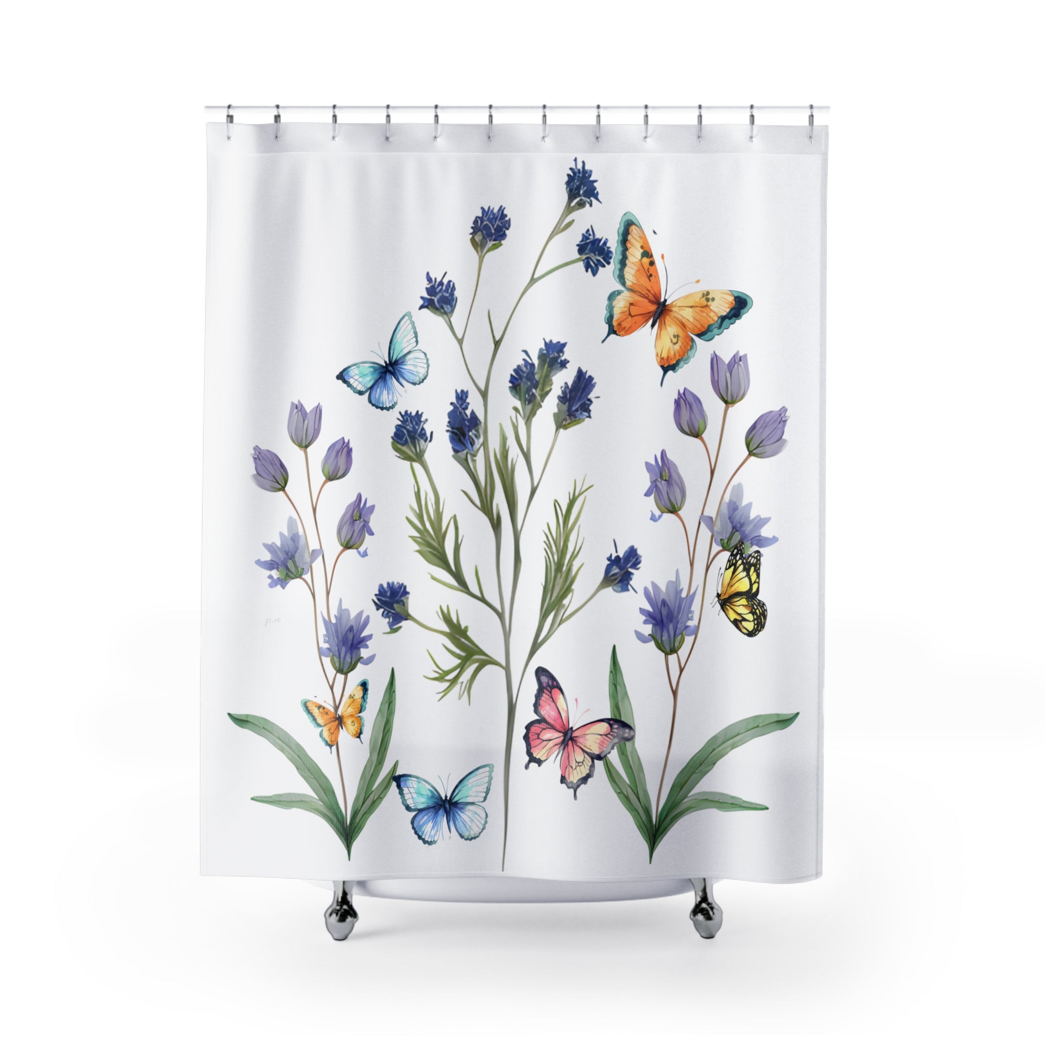 Garden theme shower curtain Flowers and Butterflies Shower Curtains 71 * 74