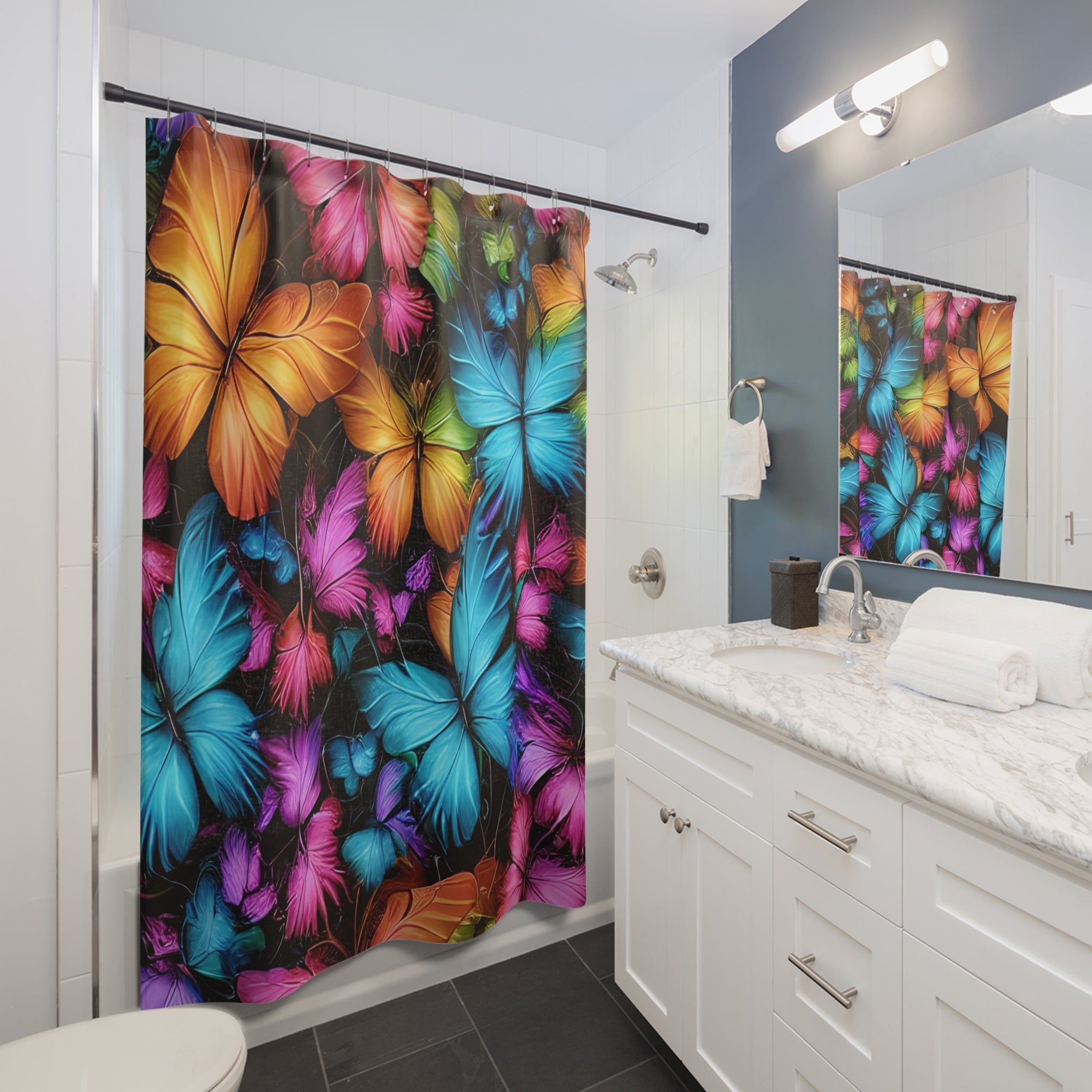 Butterfly Shower Curtains Bright Colors