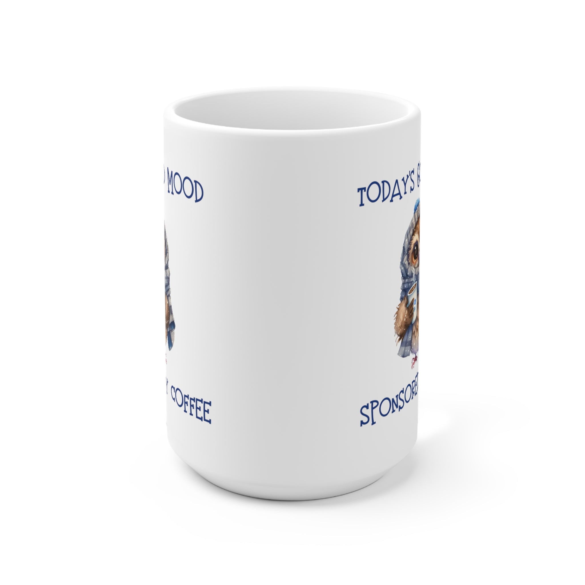 Owl Coffee Mug 15 ounce Ceramic Good Mood Coffee Owl Coffee or Tea Cup