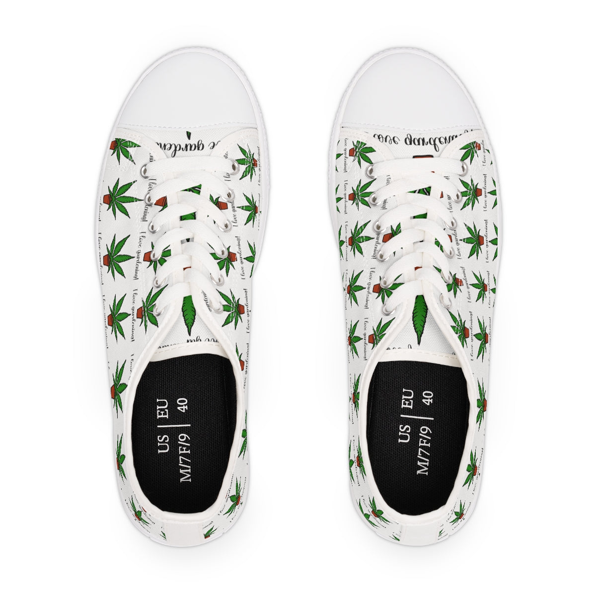 Cute 420 Weed Garden Women's Low Top Sneakers Gardenig Gift Weed Gift