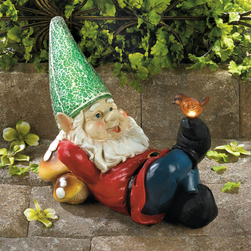 Happy Gnome With A Bird On His Toe