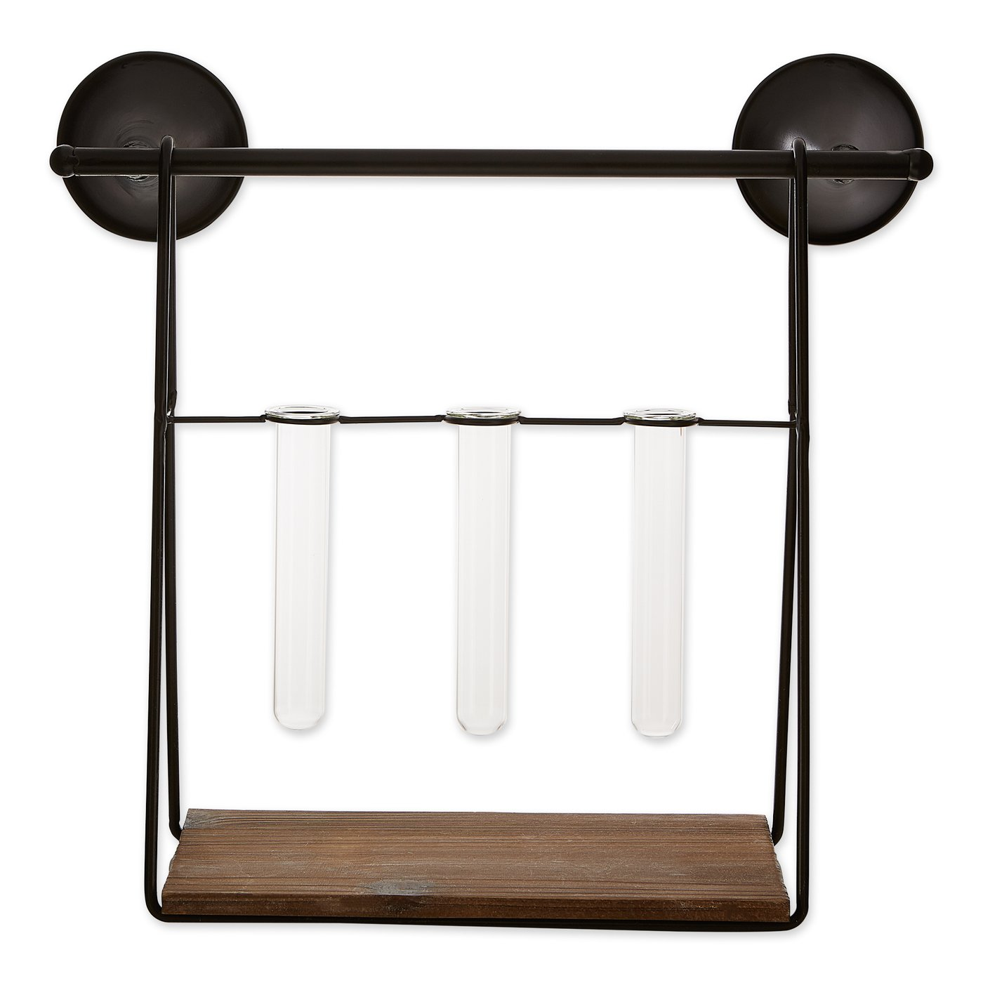 Industrial Look Wall-Shelf with Test Tube Vases
