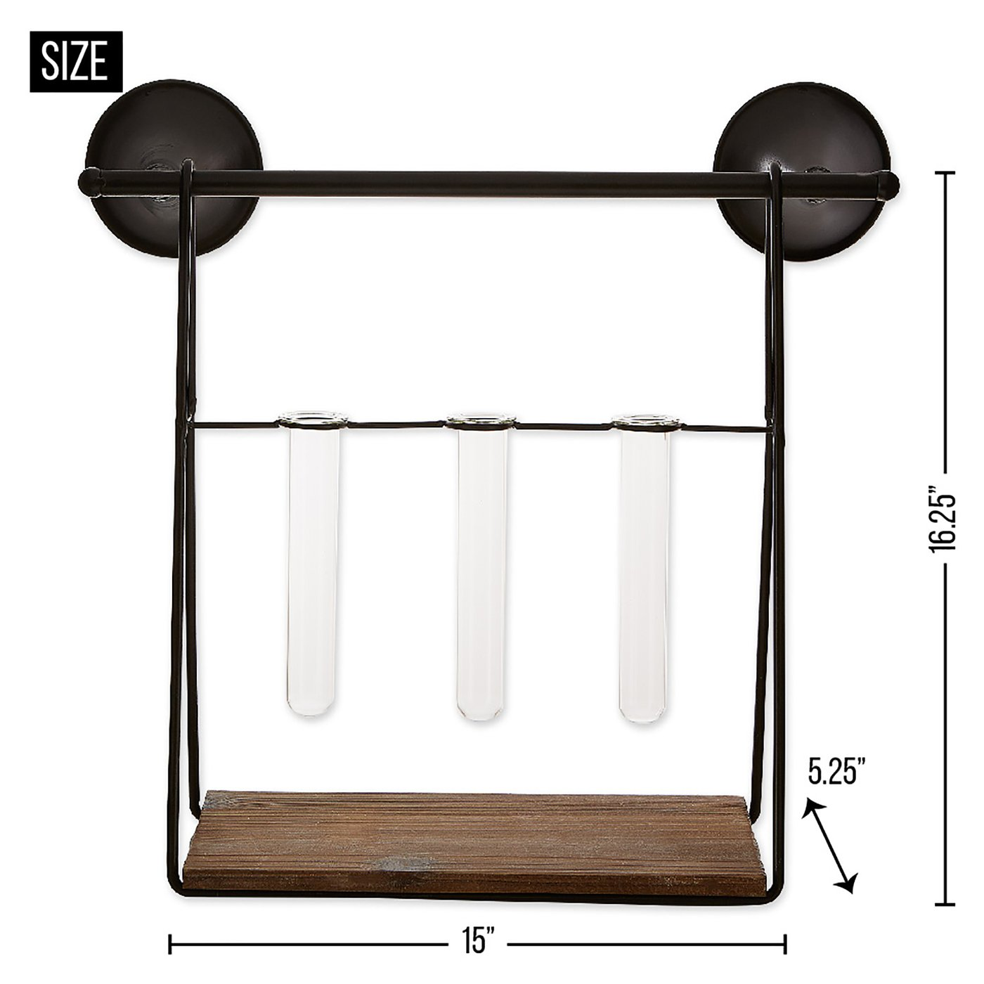 Industrial Look Wall-Shelf with Test Tube Vases