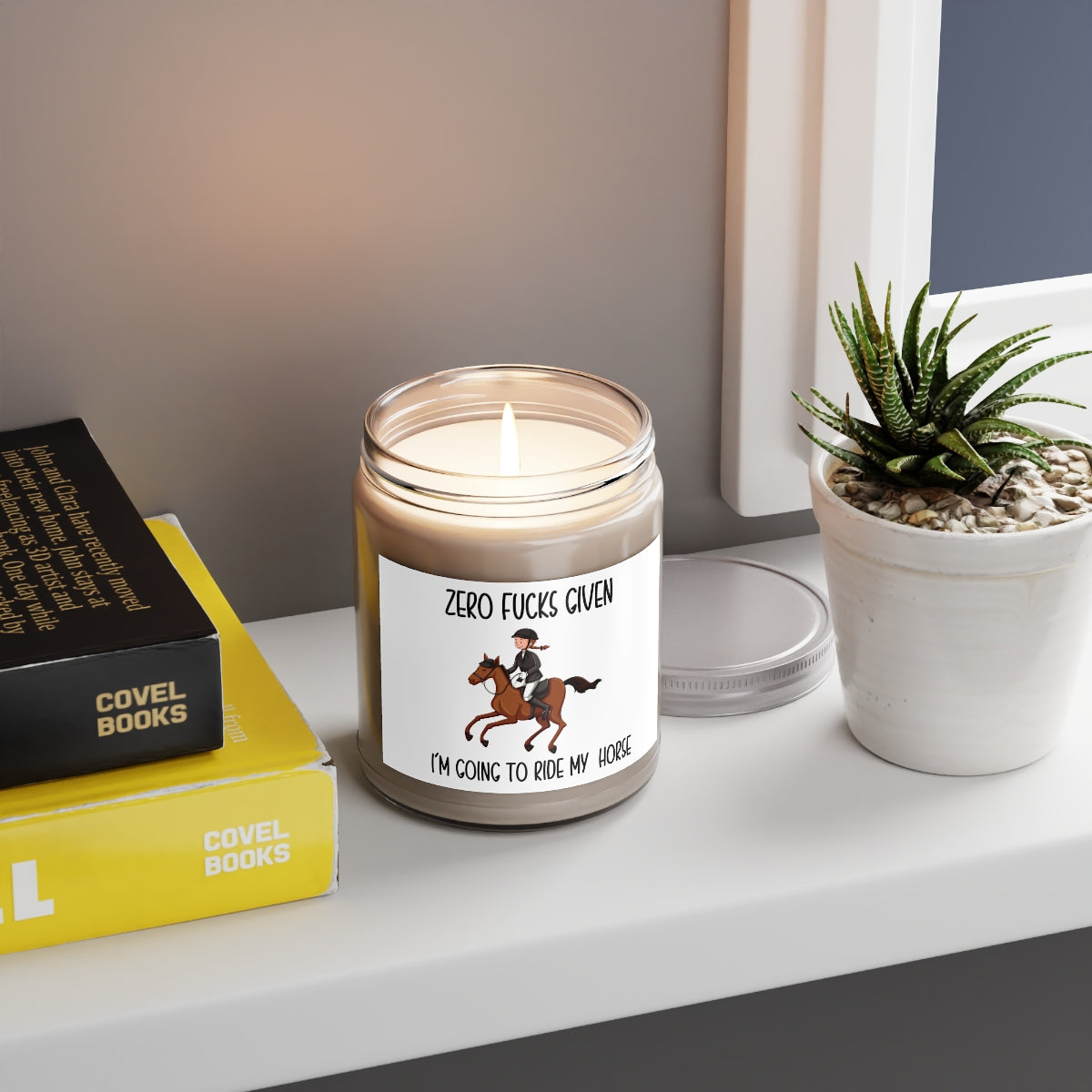 Equestrian Candle English Rider Funny Candle Zero Fucks Given Scented Candles 9 ounce Soy Candle
