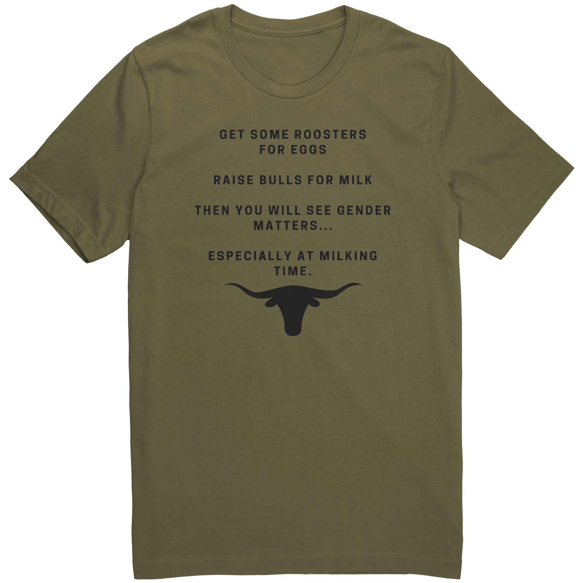 Funny Mens Shirt, Sarcastic Shirt For Men, Novelty Shirts, Offensive Shirt Milk A Bull Gender Matters Unisex Tee olive