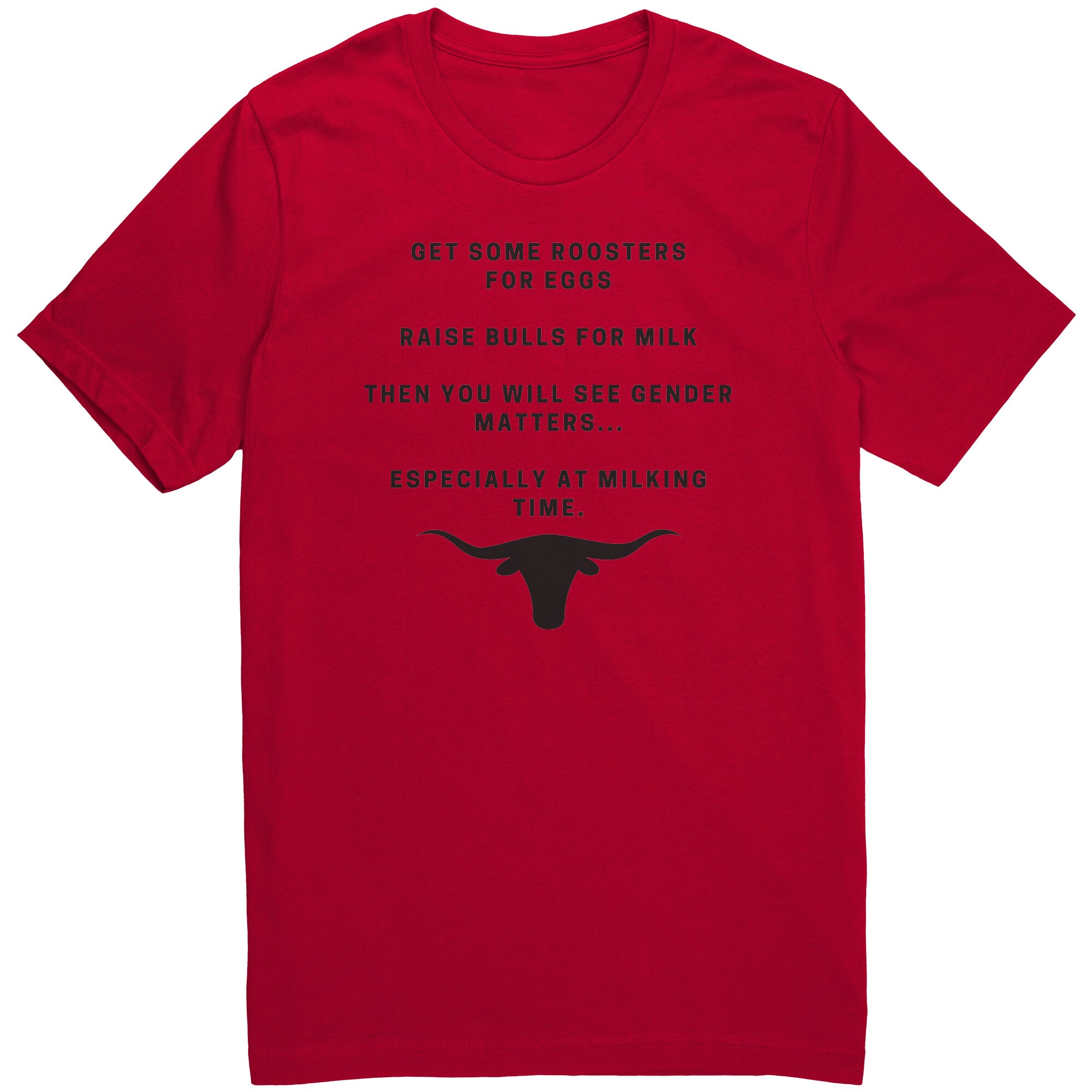 Funny Mens Shirt, Sarcastic Shirt For Men, Novelty Shirts, Offensive Shirt Milk A Bull Gender Matters Unisex Tee red