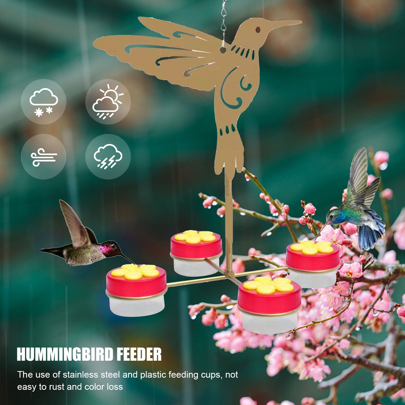 Windchime Hummingbird Feeder With Hummingbird Holder Feeder or Waterer