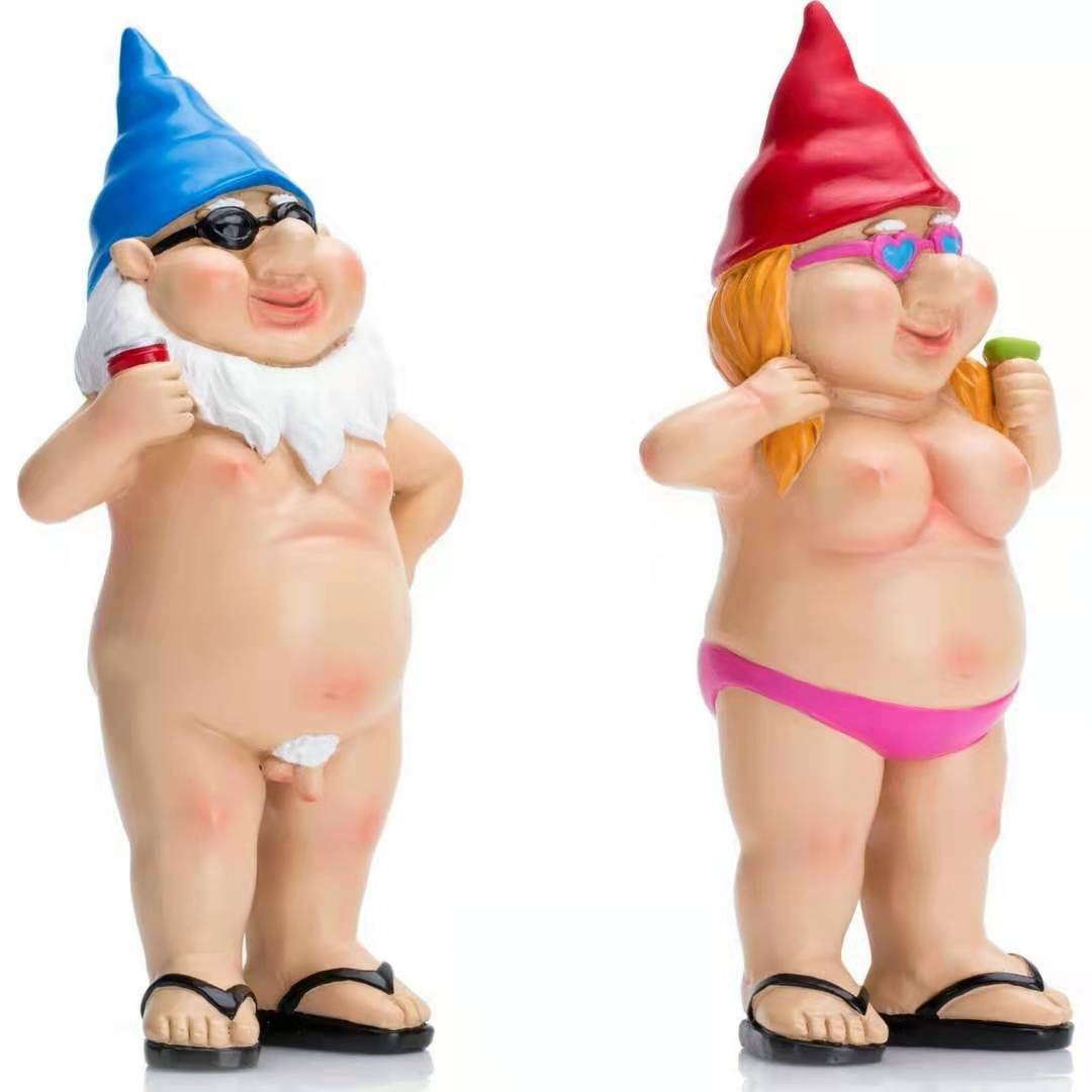 Naughty Naked Dwarf Man and Women Gnomes -Garden resin elf garden ornaments