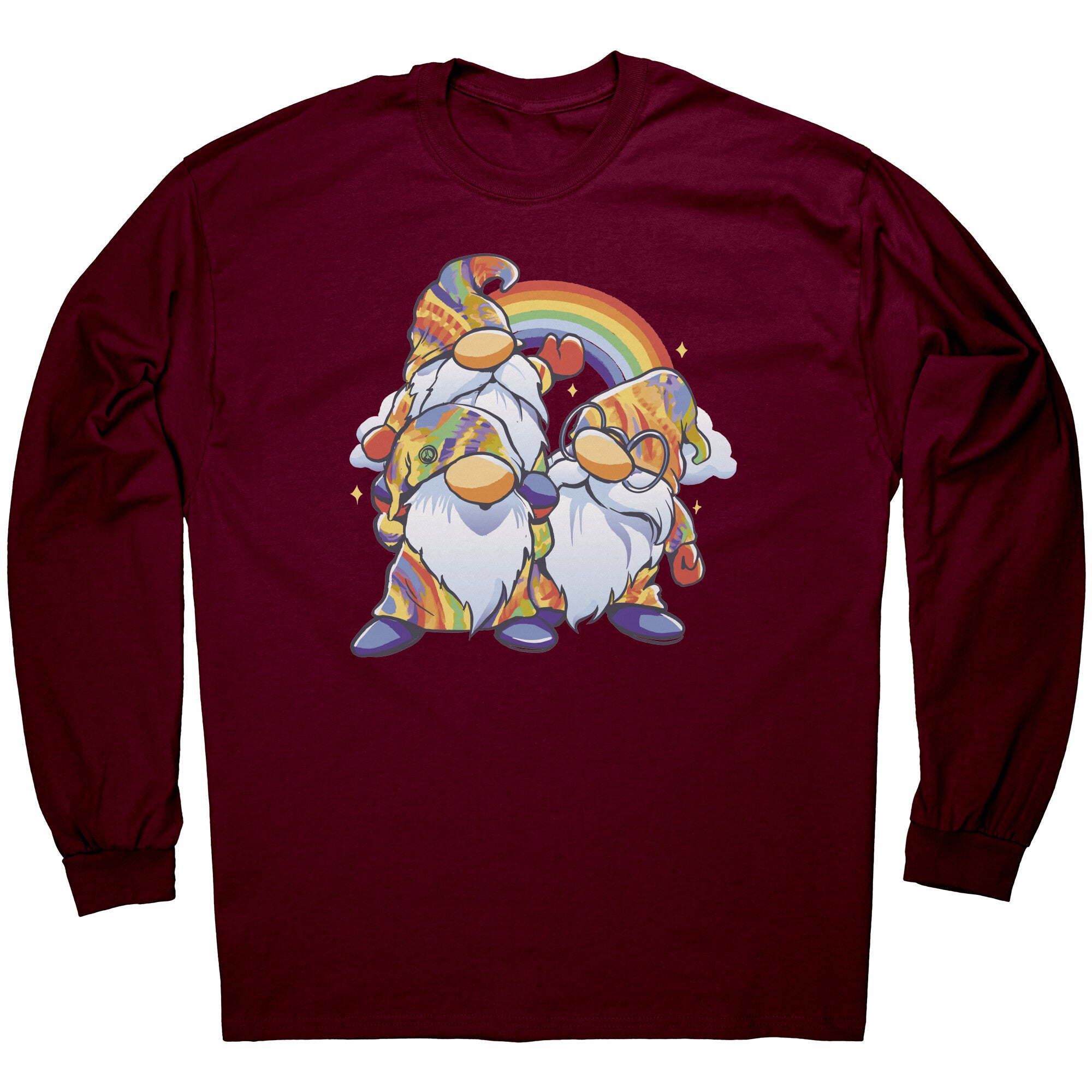 Peace. Love. Gnomes Long Sleeve Shirt burgundy