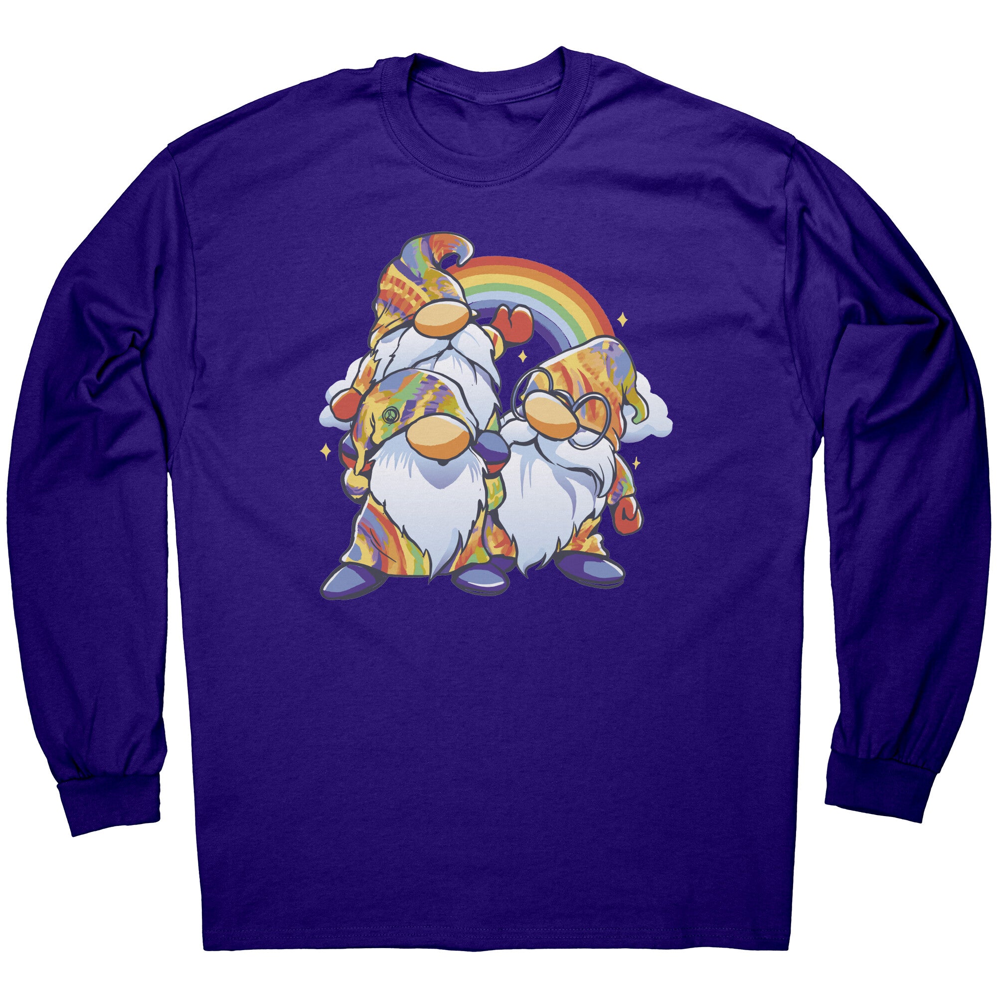 Peace. Love. Gnomes Long Sleeve Shirt purple