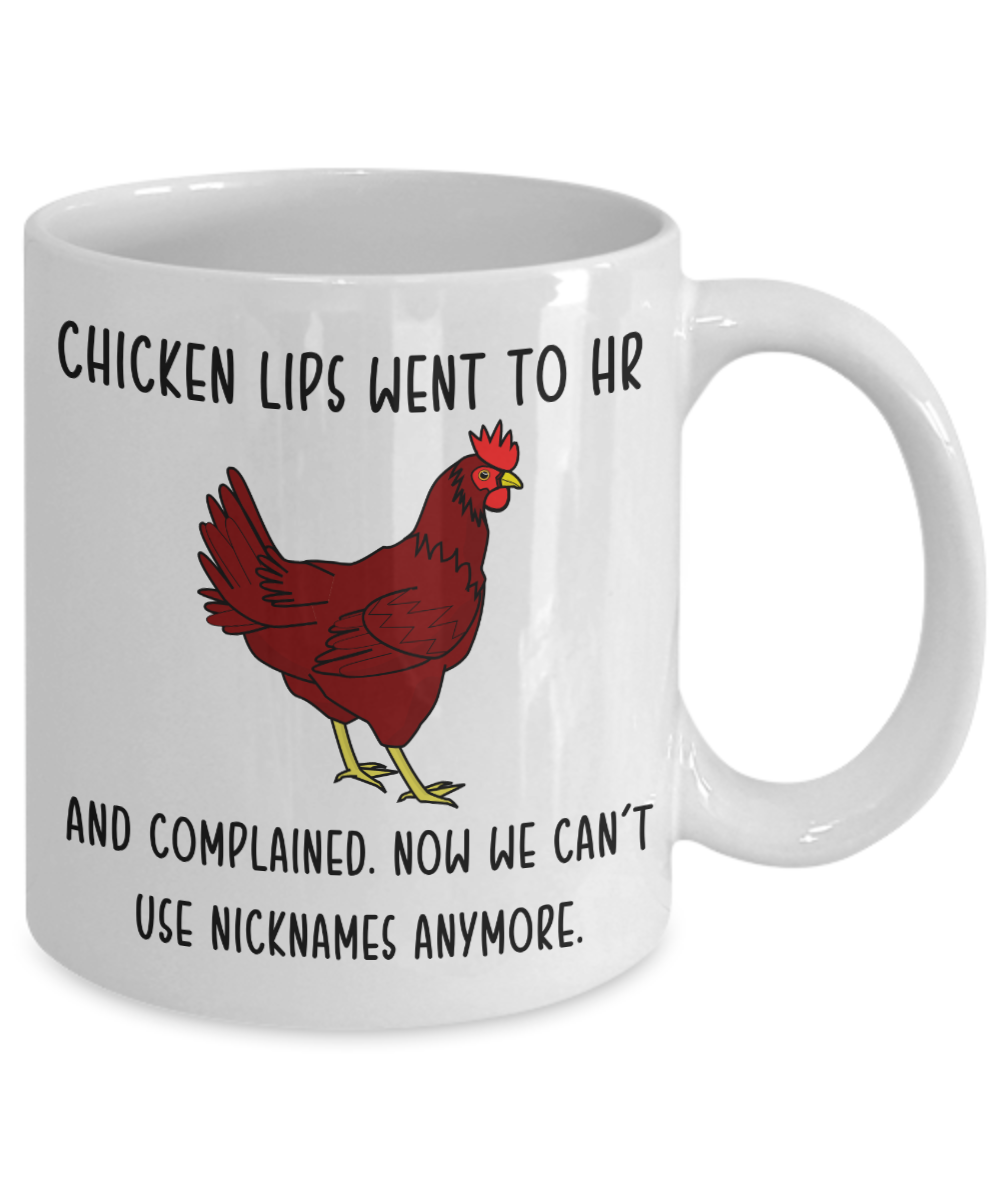 Funny HR Coffee Mug Chicken Lips Office Humor