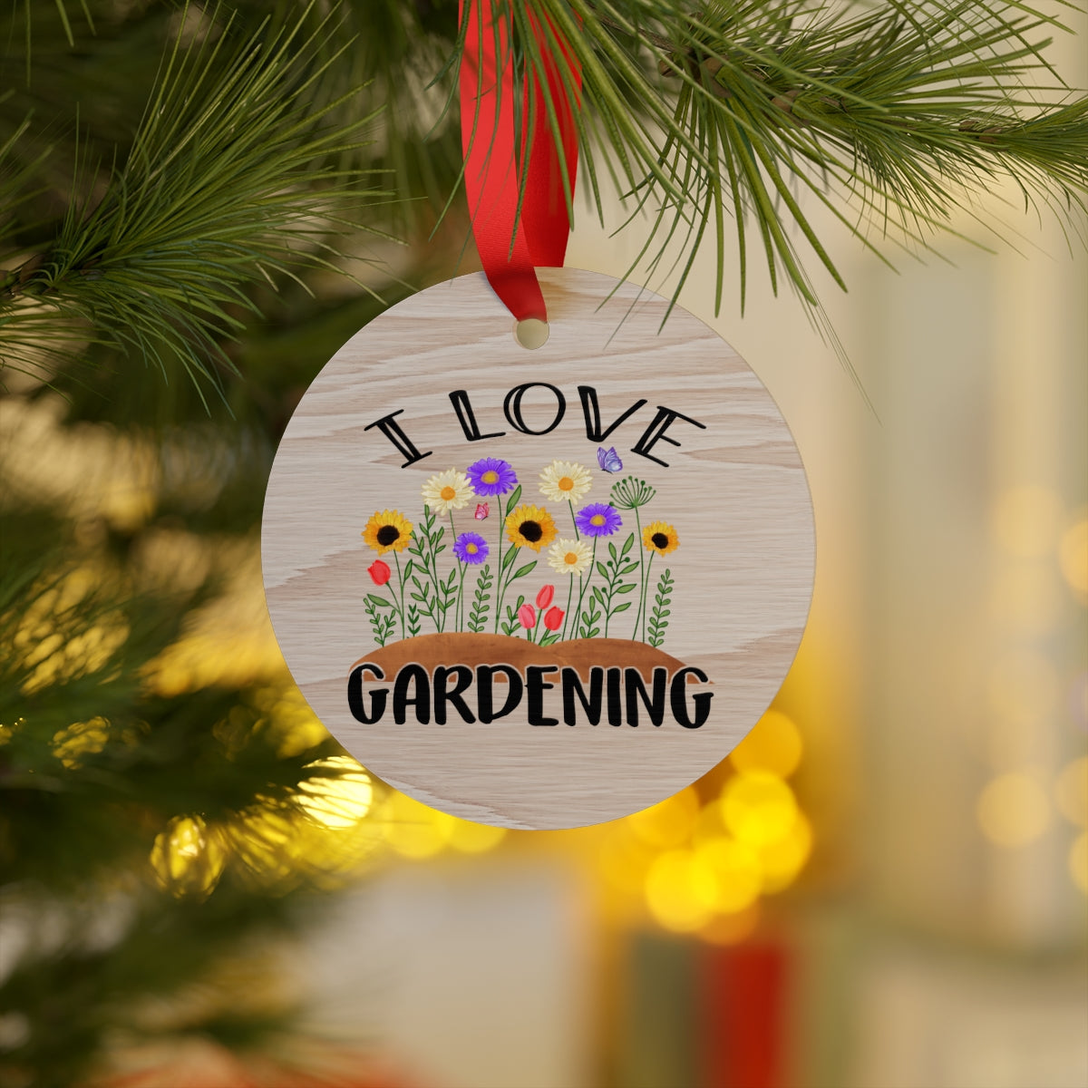 I Love Gardening Plywood Ornaments Christmas Ornament For Gardener Gift for Garden Lover