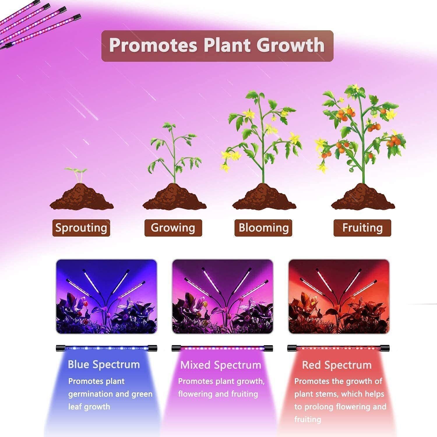 4 Head LED Grow Light with Stand for Indoor Plants Full Spectrum Plant Grow Lamp