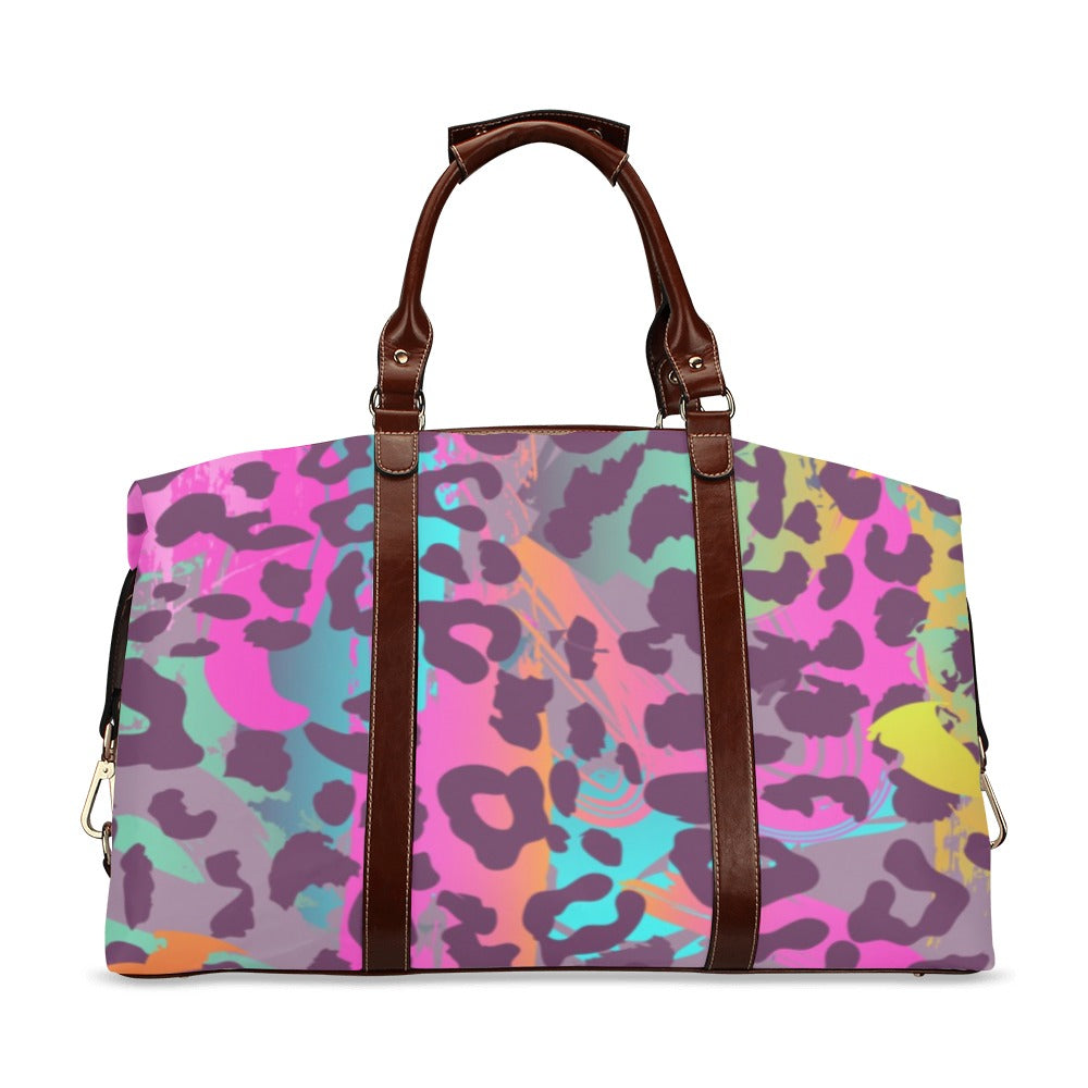 WEEKENDER BAG, HAND LUGGAGE BAG, COLORFUL ANIMAL PRINT DUFFLE BAG