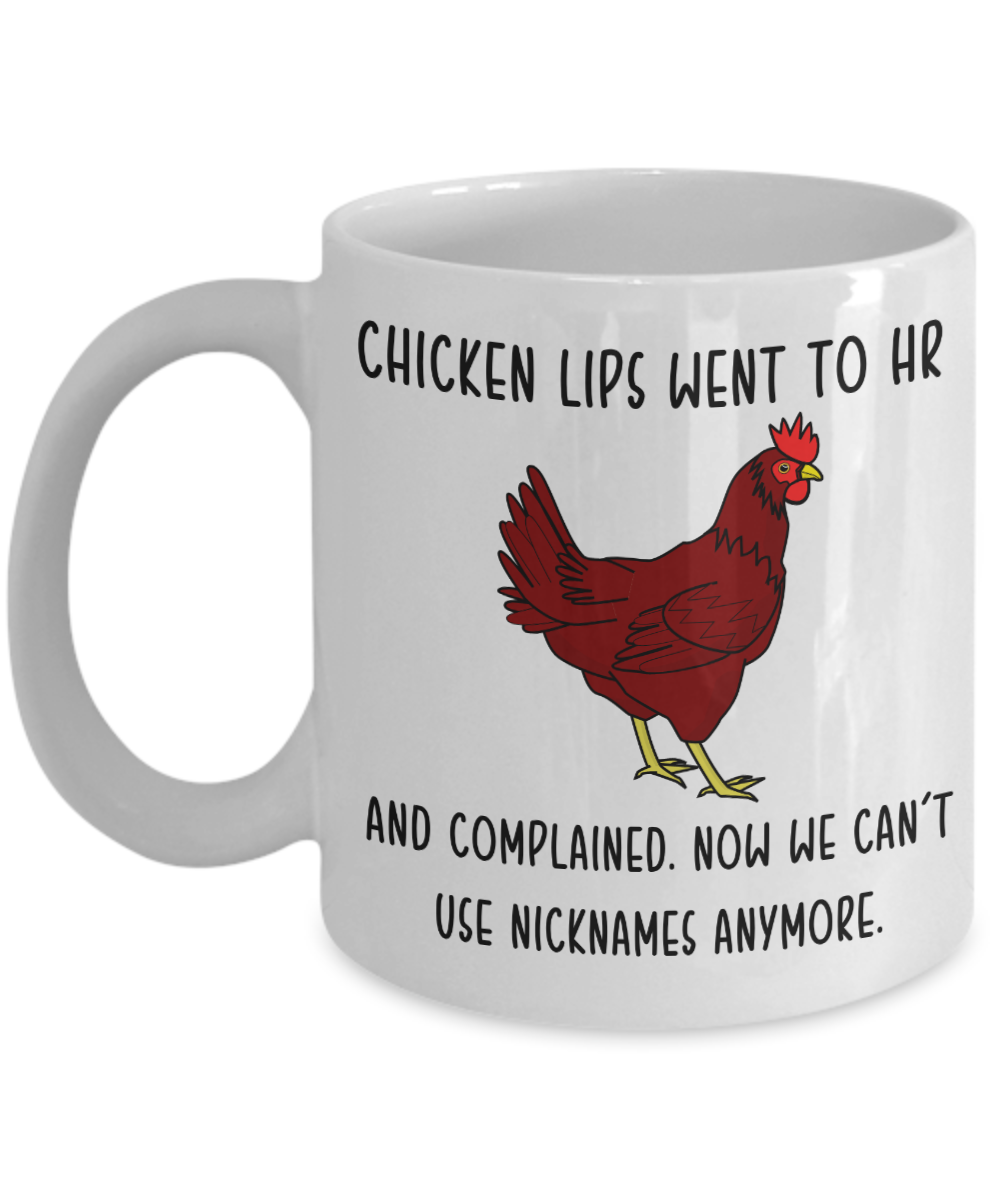 Funny HR Coffee Mug Chicken Lips Office Humor