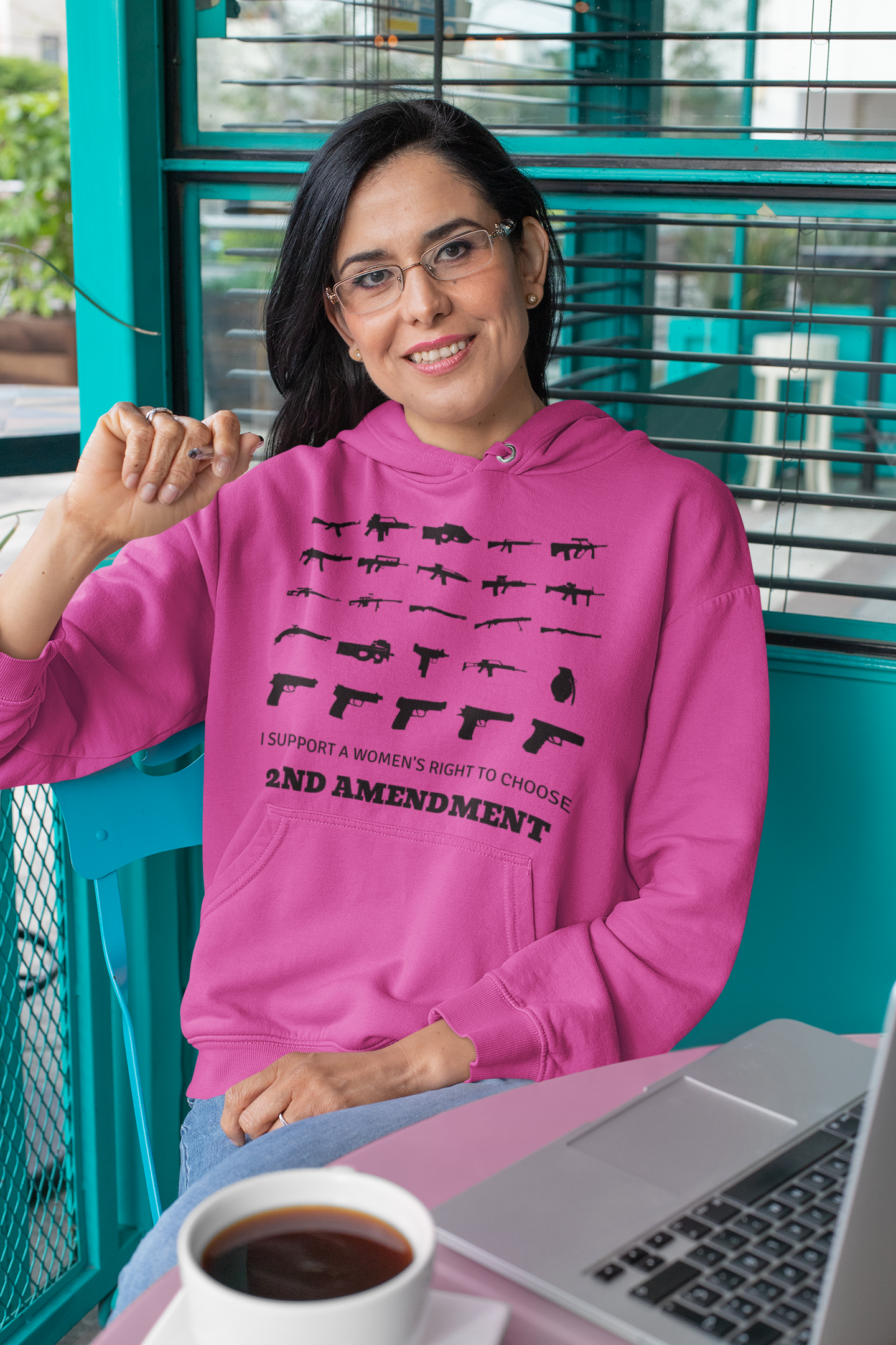 2nd Amendment Hoodie For Women, Gun Enthusiasts woman in pink