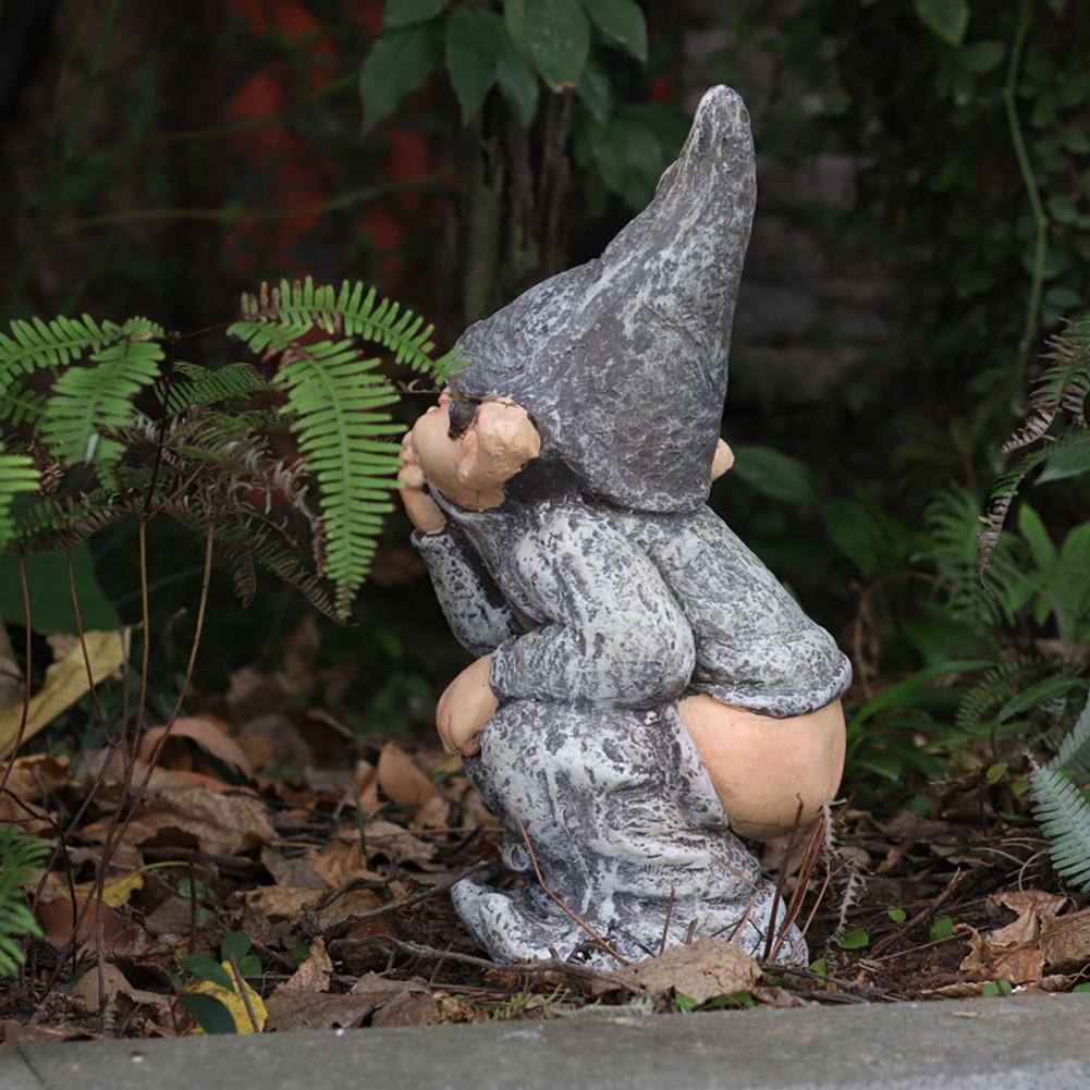 Funny Gnome Miniature Dwarf Pooping Figurine Gnome Statue for your Garden.